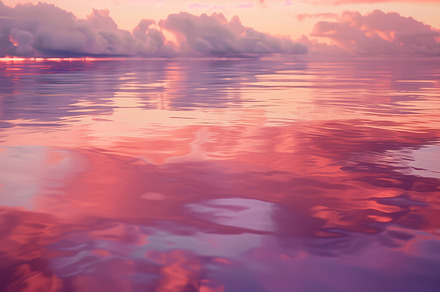 Sky with pink, red cloud,  sea, a Nature Photo by Imaginarium