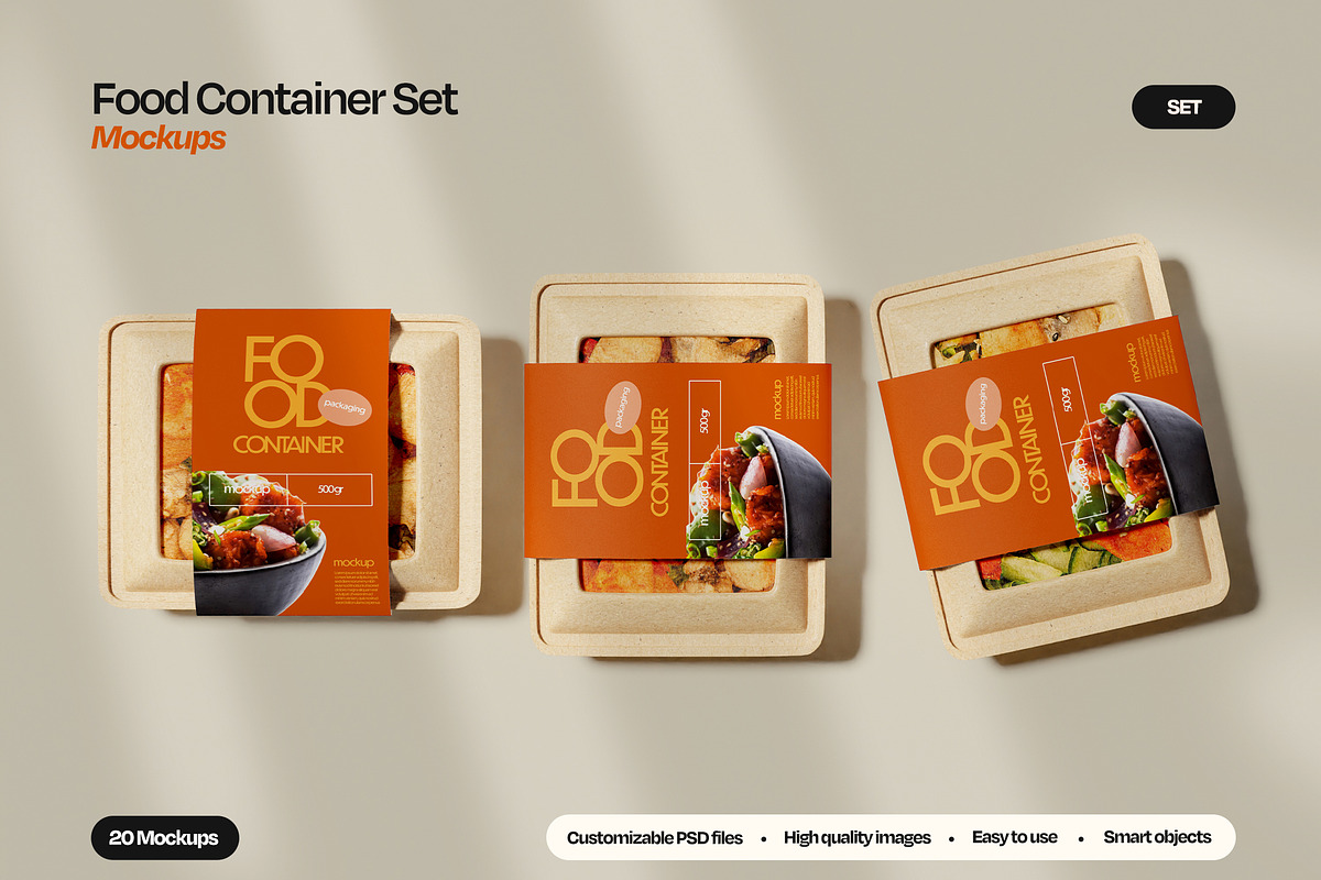 Food Container Packaging Mockup Set, a Cups & Container Mockup by Mego-studio (Photo 1 of 10)