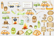 Camping & Travel Watercolor Clipart, an Object Graphic by svetlanaARTdreams (Thumbnail 7 of 12)