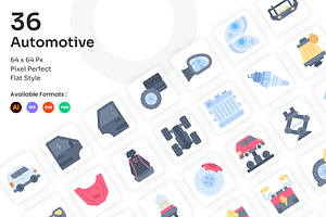 Automotive Icons Set - Flat, an Icon by Kmg Design