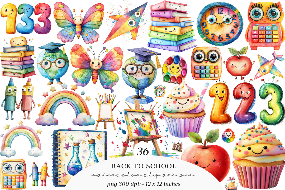 Whimsical Back To School PNG, a Transportation Illustration by SinaCreation (Photo 1 of 9)