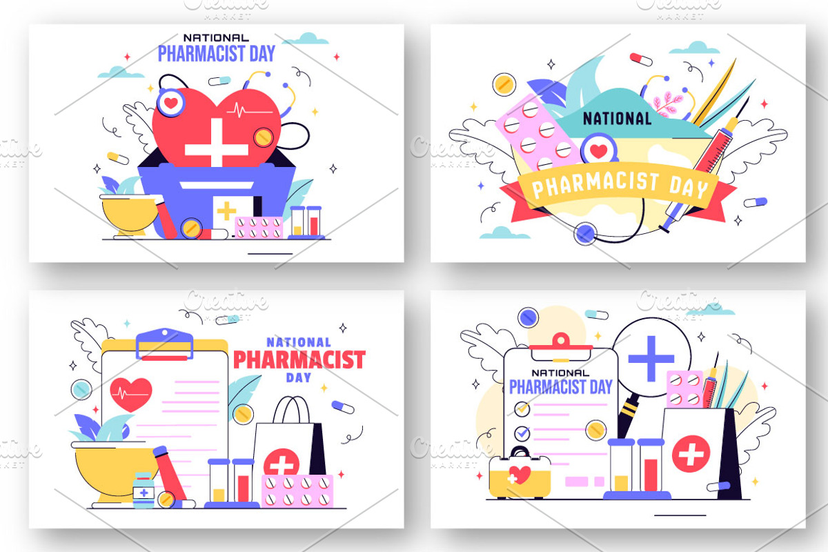 10 Pharmacists Day Illustration, a Healthcare Illustration by denayunebgt (Photo 2 of 4)