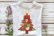 Retro Patchwork Christmas Tree PNG, an Illustration by CraftArtStudio (Thumbnail 2 of 4)