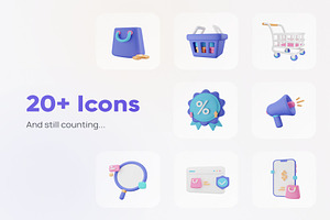 Commercially -E-Commerce 3D Icon Set