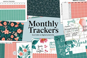 Monthly Trackers Bundle, Digital Pla