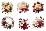 Burgundy & Ivory Floral Clipart, an Illustration by Dream Creation (Thumbnail 6 of 7)
