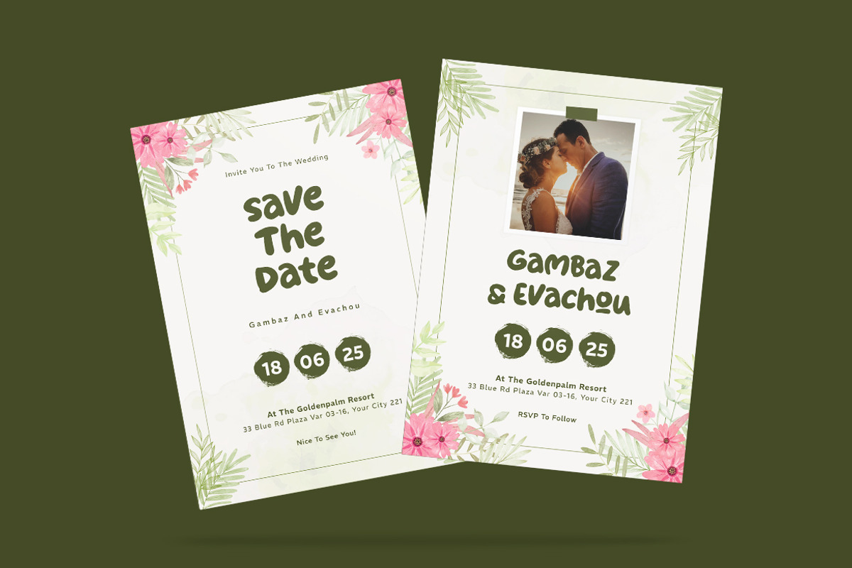 Painted Floral Wedding Invitation, an Invitation Template by iDoodle Studio (Photo 2 of 4)