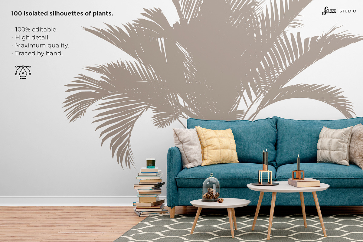 100 Vector Plant silhouettes, a Decorative Illustration by JAZZ STUDIO (Photo 3 of 6)