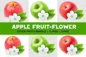 Isolated red apple and apple blossom