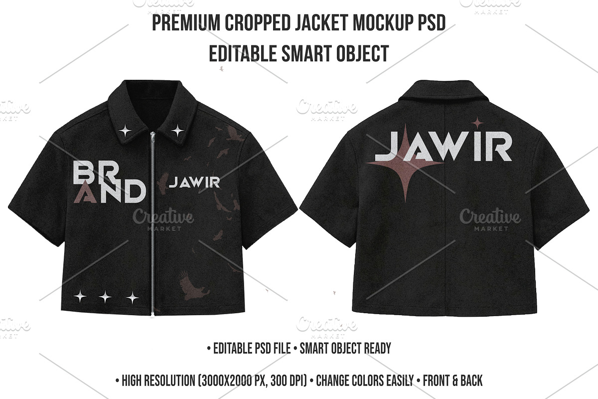 Premium Cropped Jacket Mockup PSD, a Hoody Mockup by std.badboy (Photo 1 of 4)