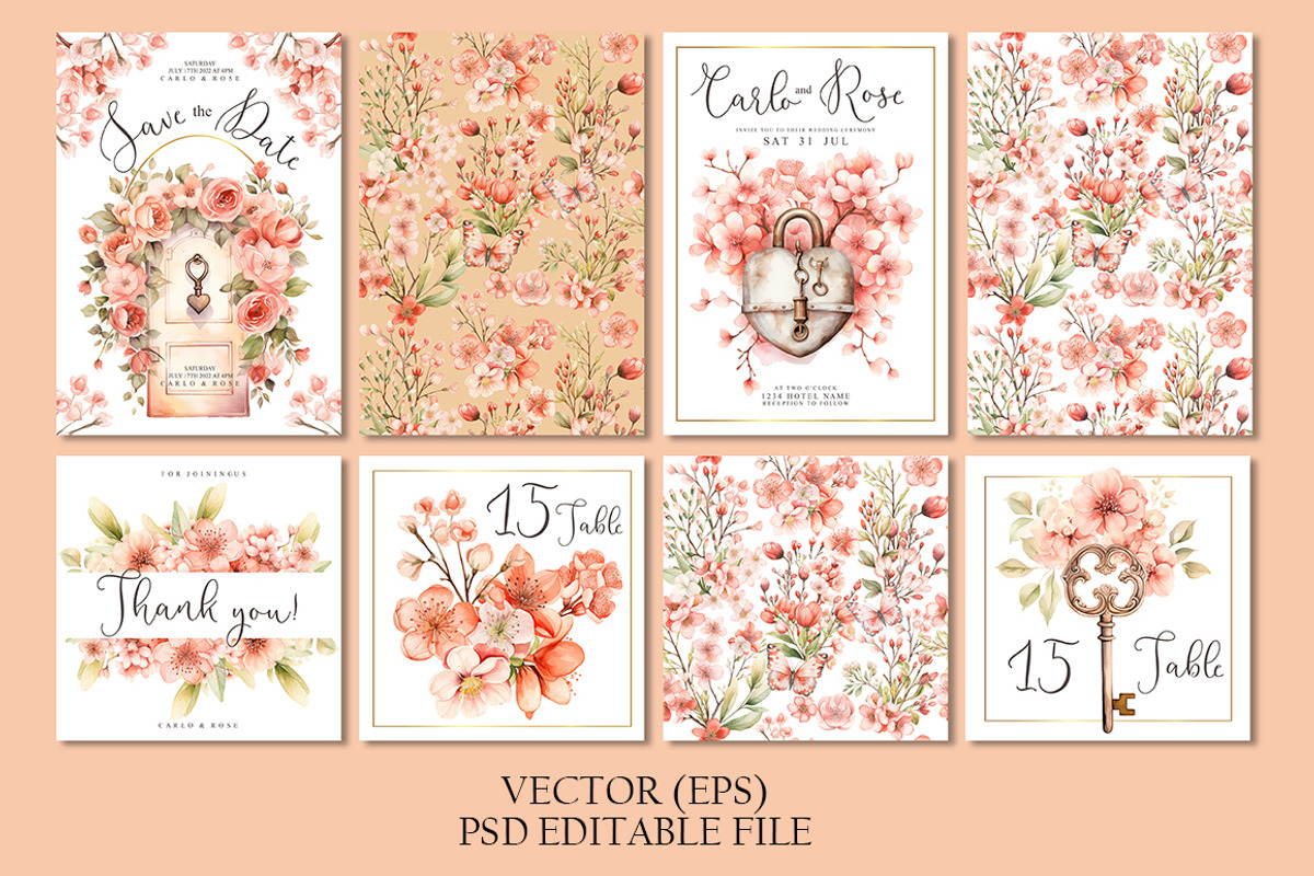 Peach Fuzz Floral Invitations, an Invitation Template by Evgeniia (Photo 3 of 3)