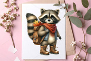 Watercolor Autumn Raccoons Clipart, an Illustration by Canvas Craft (Thumbnail 6 of 7)