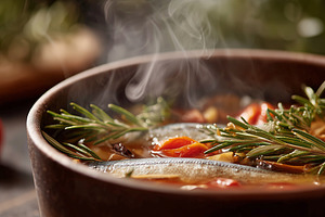 Hot homemade fish soup with fresh, a Food & Drink Photo by MistyDay