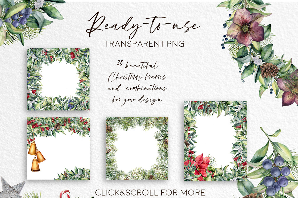 Delicate Christmas Watercolor bundle, a Seasonal Illustration by Yuliya Derbisheva (Photo 7 of 14)