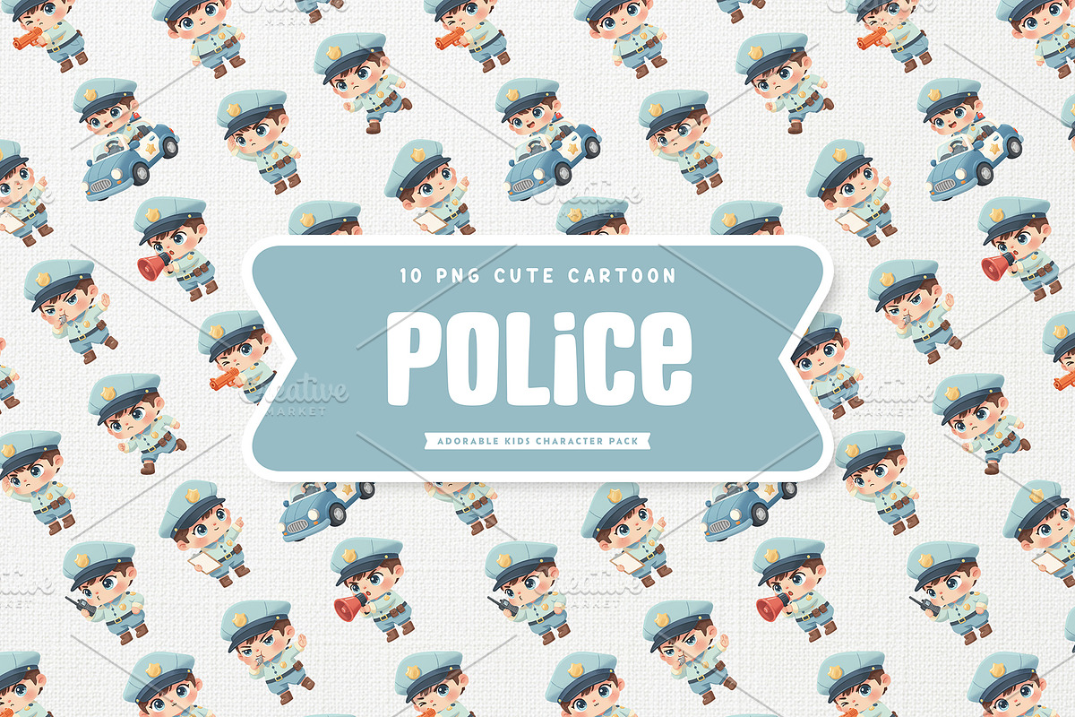 Cute Police Kid Full-Body Cartoon, a Work Illustration by Gohsantosa (Photo 2 of 4)