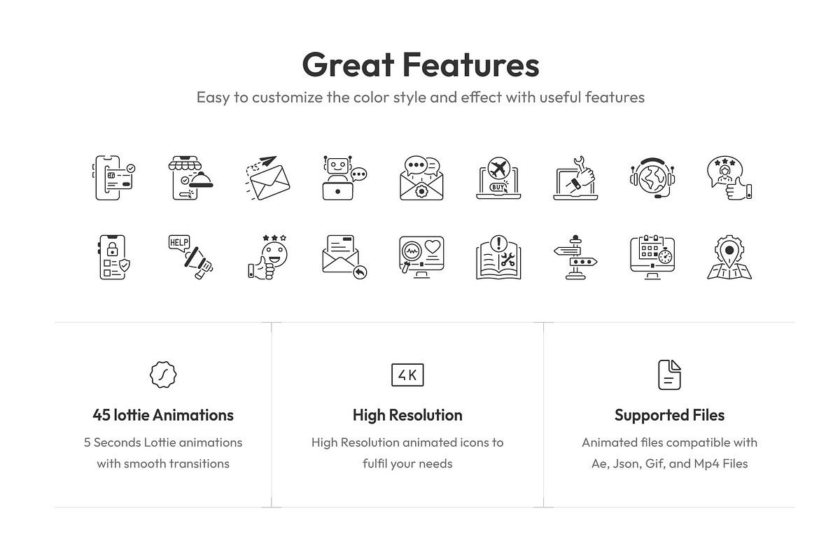 Support Service Animated Icons, an Outline Icon by Prosymbols (Photo 2 of 4)