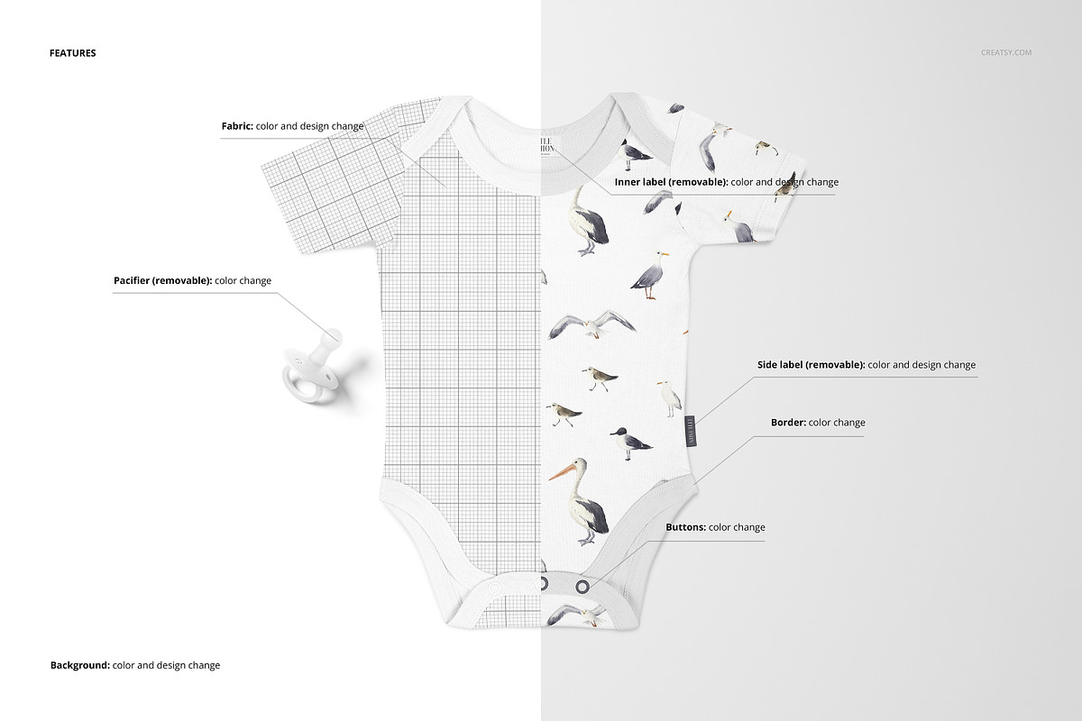 Baby Onesie Mockup Set, an Apparel Mockup by creatsy5 (Photo 3 of 9)