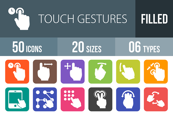 50 Touch Gesture Round Corner Icons preview 4
