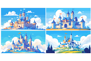 Cartoon fairytale castle landscapes, an Object Illustration by Stock-Smart-Start