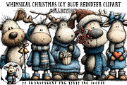 Whimsical Christmas Blue Reindeer, an Illustration by OK Design (Thumbnail 1 of 6)