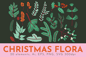 CHRISTMAS FLORA: clipart