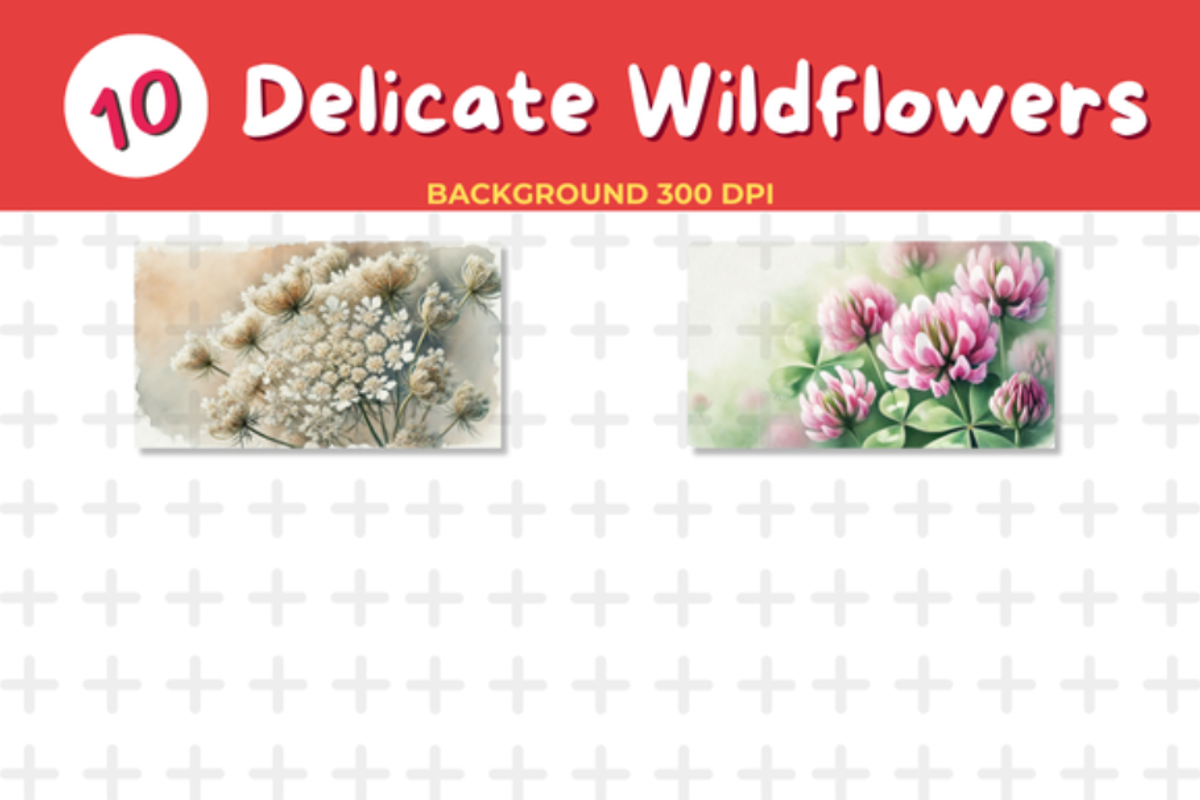 Watercolor Delicate Wildflowers Back, a Background Graphic by John_Walker (Photo 4 of 4)