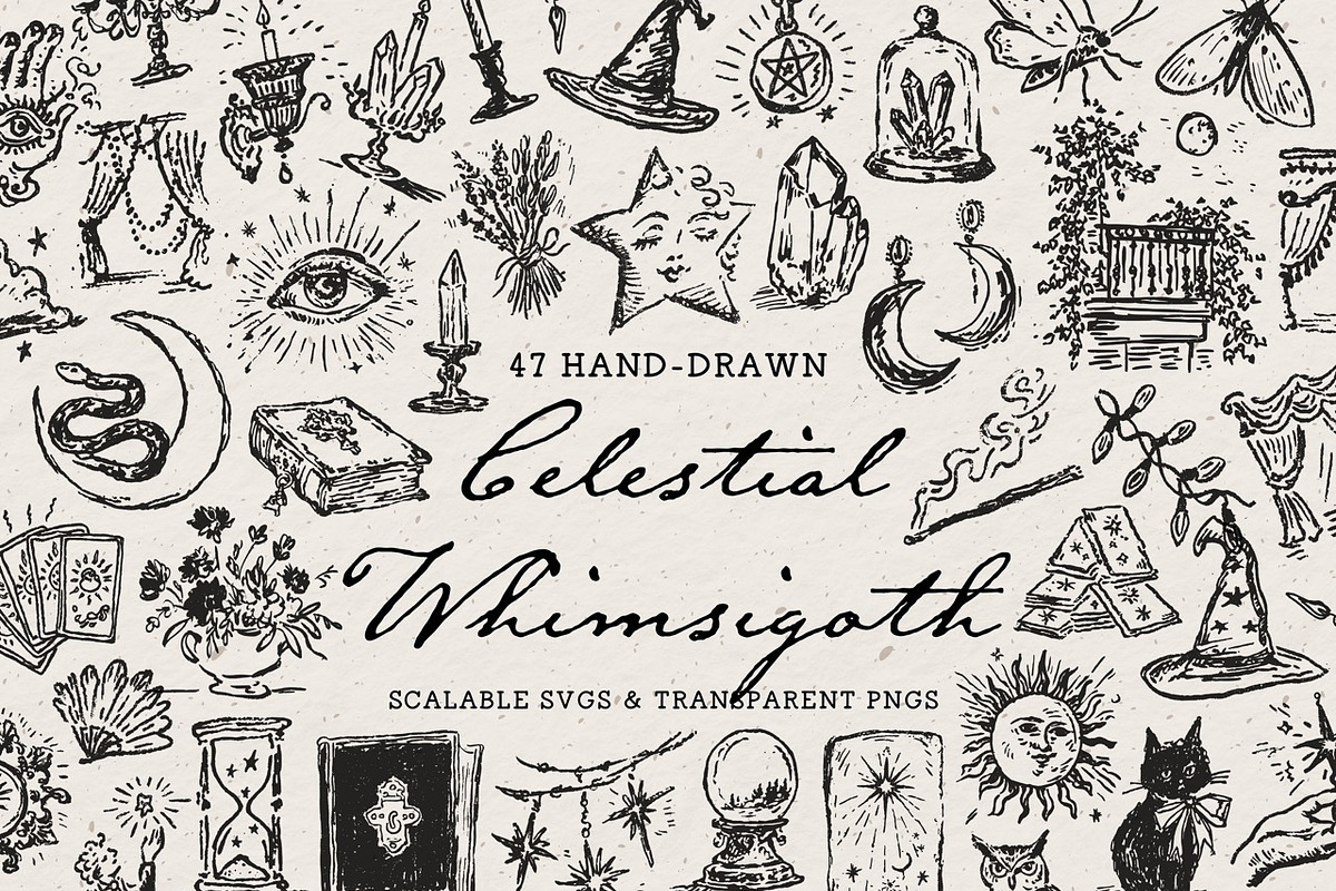 Whimsigoth Aesthetic Clipart Set, an Object Illustration by The October Creative (Photo 1 of 12)