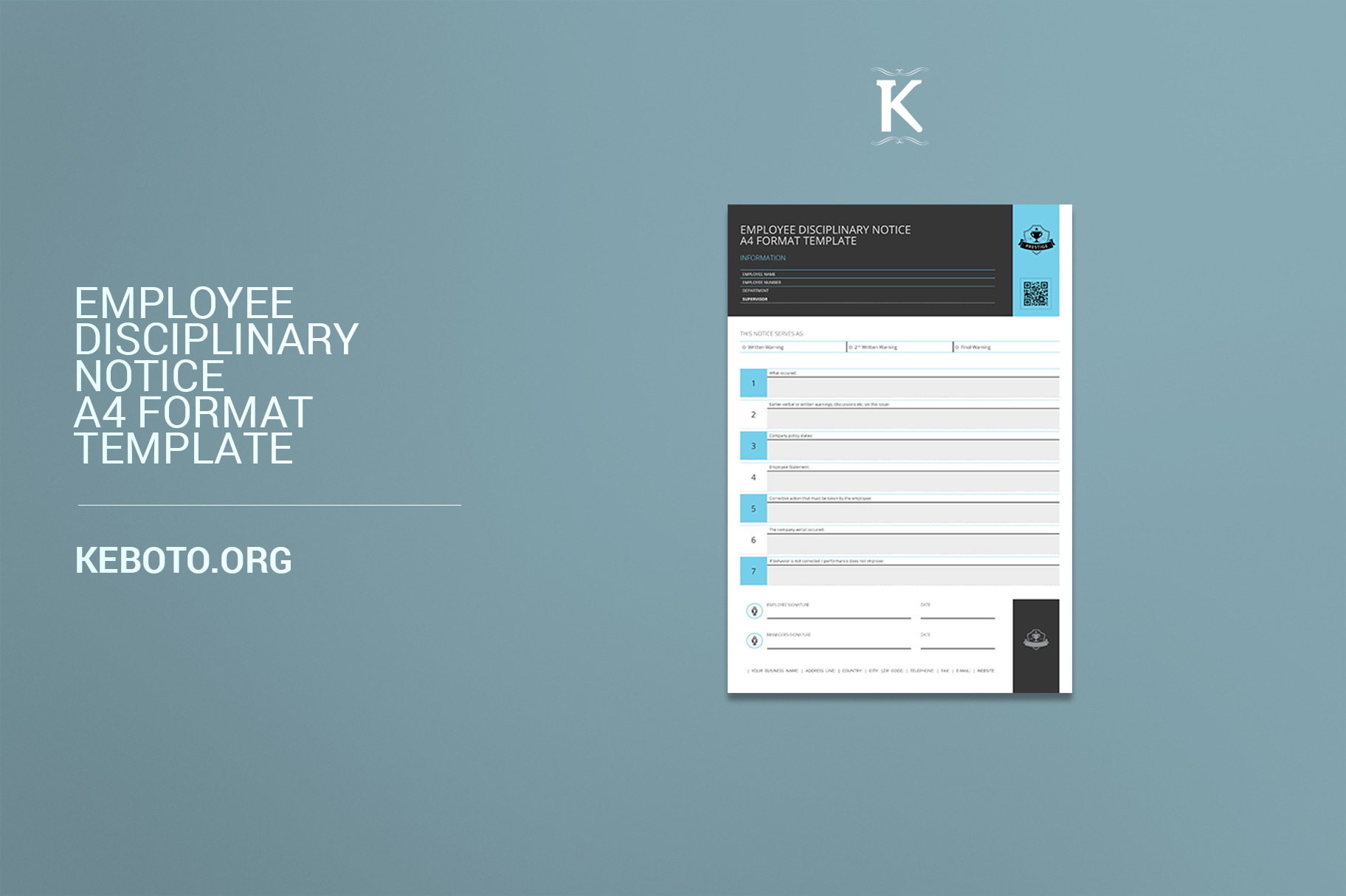 Employee Disciplinary Notice A4 A Templates And Theme By Keboto 5639