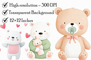 Baby Bear, Baby Shower Clipart, an Illustration by Libby Wishes (Thumbnail 2 of 7)