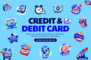 Credit and Debit Card Stickers, a Duotone Icon by Prosymbols