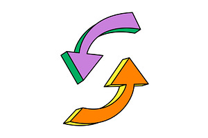 Two colorful curved arrows. Vector, an Object Illustration by GraphiShop
