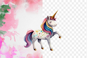 22 Watercolor Clip Arts Of Unicorn