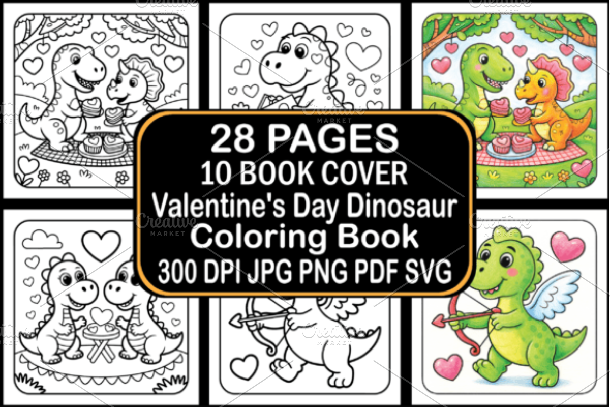 Valentine's Day Dinosaur Book, a Seasonal Illustration by Design Station (Photo 1 of 3)