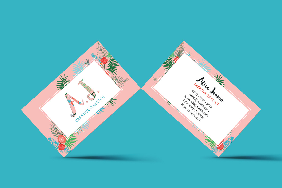 Floral Spring Business Card, a Business Card Template by land art (Photo 2 of 4)