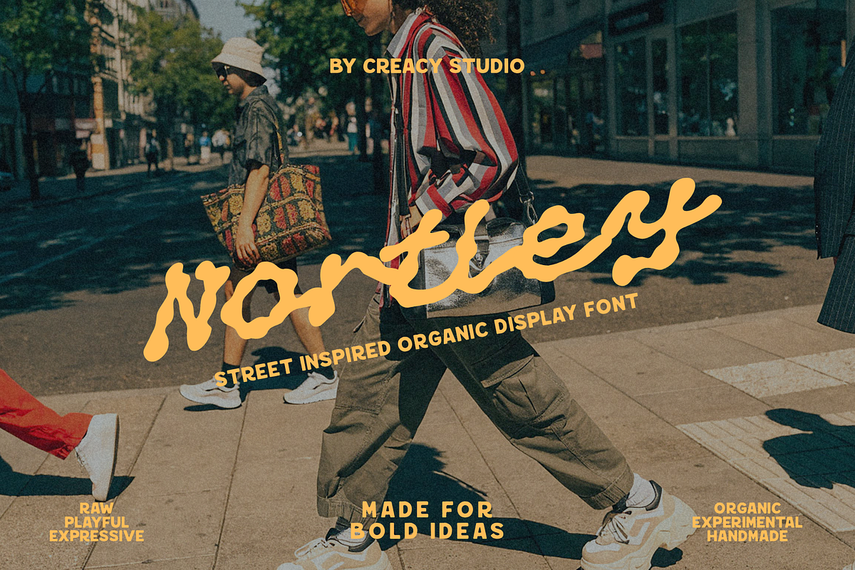 Nortley Organic Street Display Font, a Script Font by Creacy Studio (Photo 1 of 9)