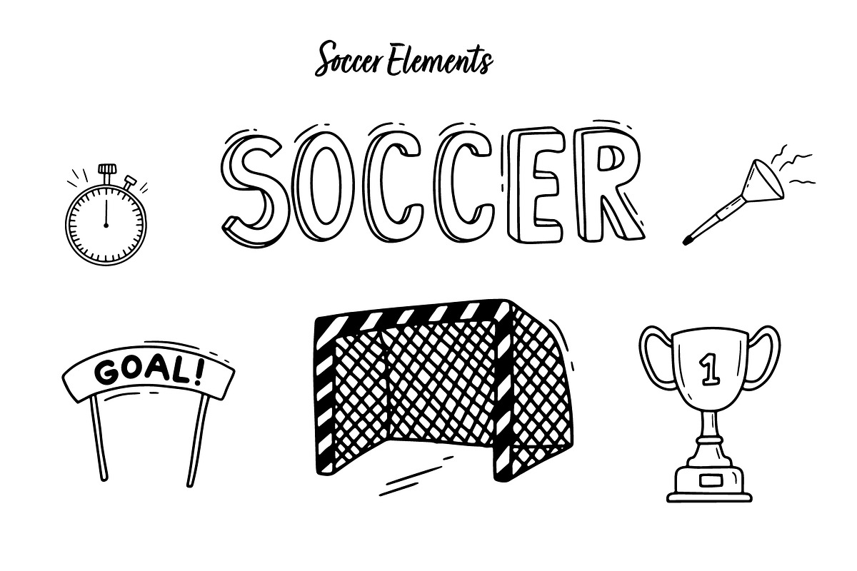 Soccer doodle vector line set, an Object Graphic by ElenaPlatovaArt (Photo 4 of 5)