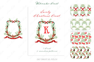 Watercolor Christmas Lovely Crest