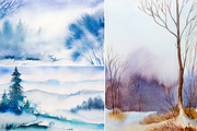 Winter Landscapes set#3. Watercolor., an Illustration by AlexGreenArt (Thumbnail 3 of 4)