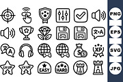 Gaming User Interface Icons Set, an Illustration by designvectx (Thumbnail 1 of 3)