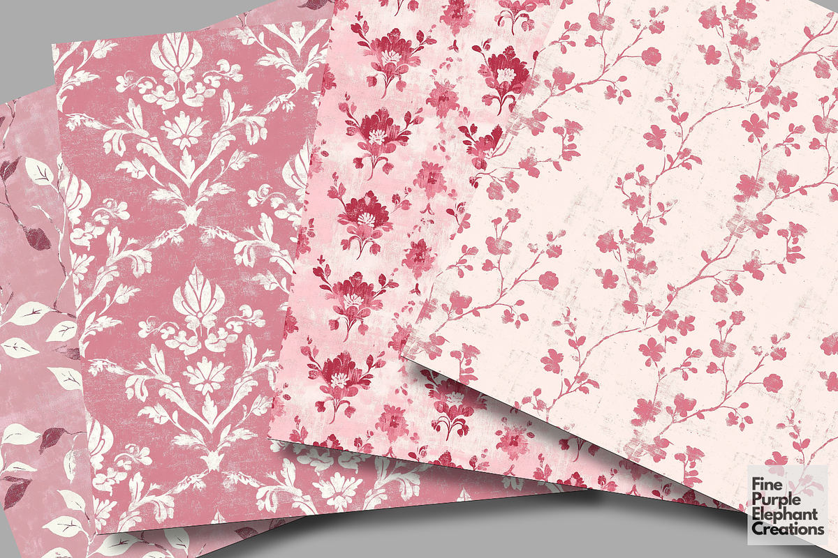 Pink Distressed Cottagecore Shabby, a Pattern Graphic by Fine Purple Elephant (Photo 3 of 5)