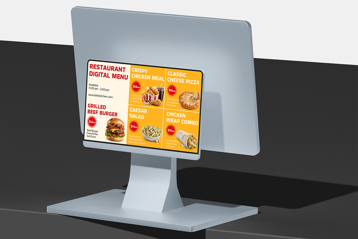 Restaurant Menu on Screen Mockup, a Wearable Device Mockup by Unerispace (Photo 5 of 5)