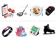 Watercolor Fitness Clipart, Gym PNG, a Sport Illustration by BrushstrokeArtGB (Thumbnail 5 of 9)