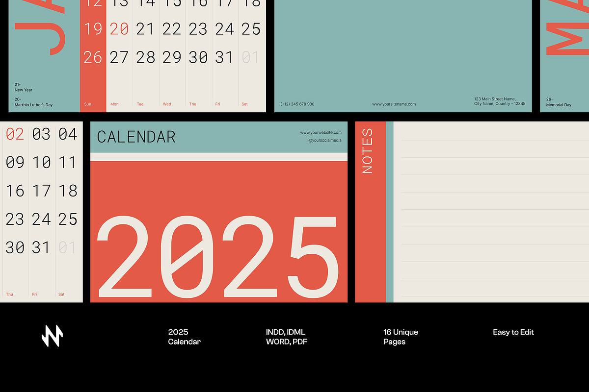 Simple 2025 Desk Calendar, a Stationery Template by Neermana (Photo 1 of 4)