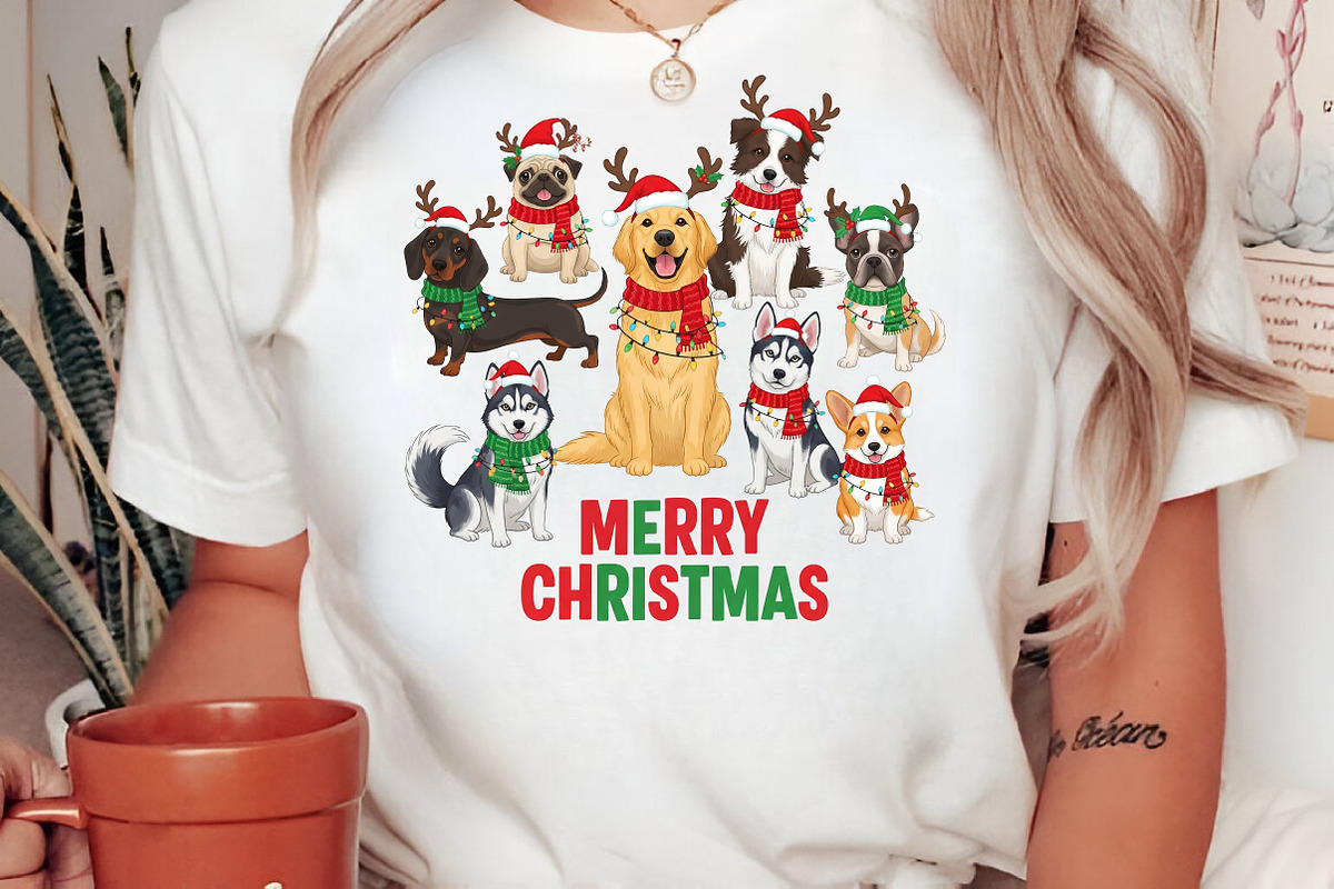 Retro Merry Christmas Dog Png, an Illustration by Craft Nest (Photo 2 of 6)