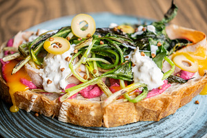 Brunch toast spicy meal appetizing sandwich bread, a Food & Drink Photo by Photo Drive Studio