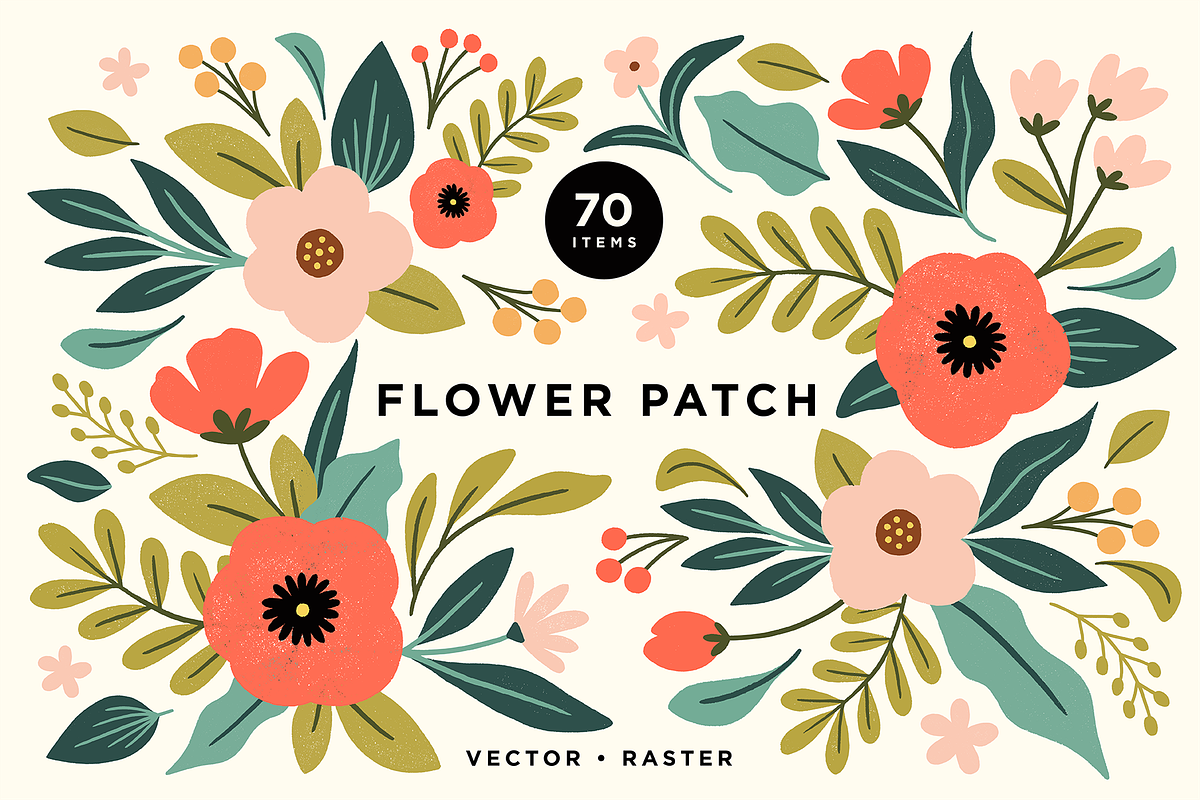 Colorful Pastel Floral Illustrations, a Pattern Graphic by Rough Edges Supply Co. (Photo 1 of 10)