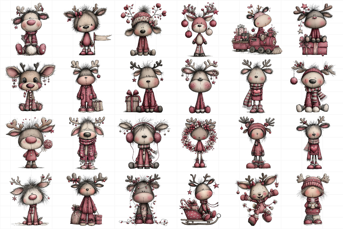 Cute Cartoon Christmas Reindeer, an Illustration by Daily.Designs (Photo 4 of 5)