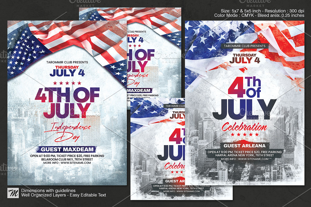 4th of July - 2 Flyer Templates, a Flyer Template by Tarommir (Photo 1 of 7)
