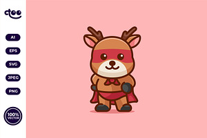 Simple Brave Deer Hero cartoon, an Animal Illustration by Satisfactoons