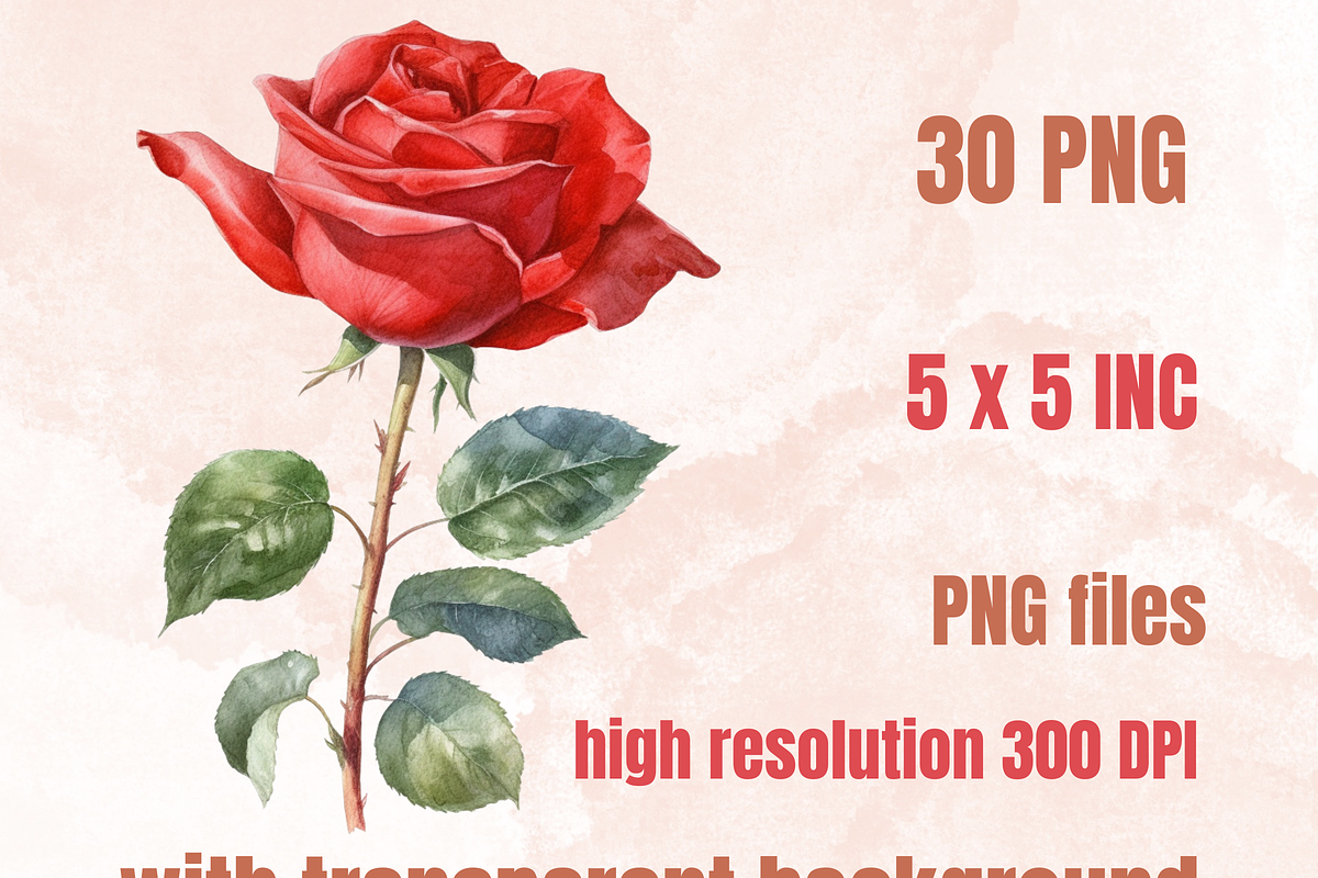 Watercolor Red Roses Collection